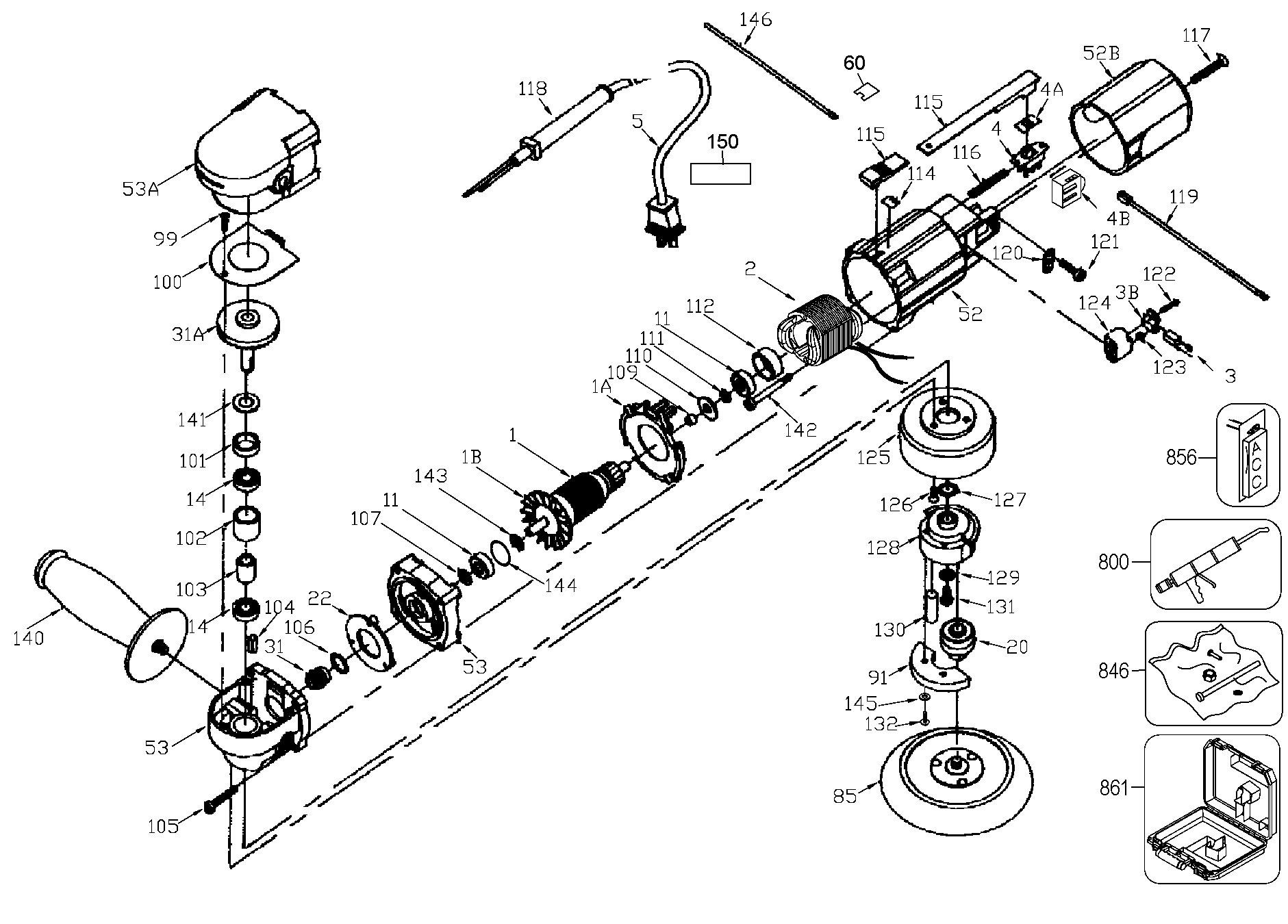 Page A Diagram and Parts List for J-7334 2 Porter Cable Sander Polisher